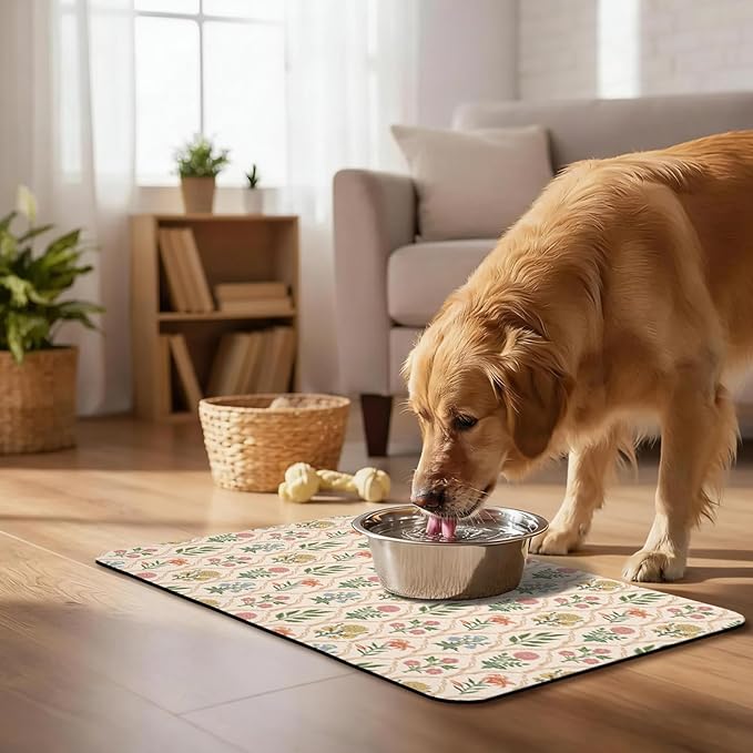 Dog Food Mat, Absorbent Waterproof Non-Slip Pet Cat Bowl Feeding Mat for Food & Water Pet Supplies 12 * 20"