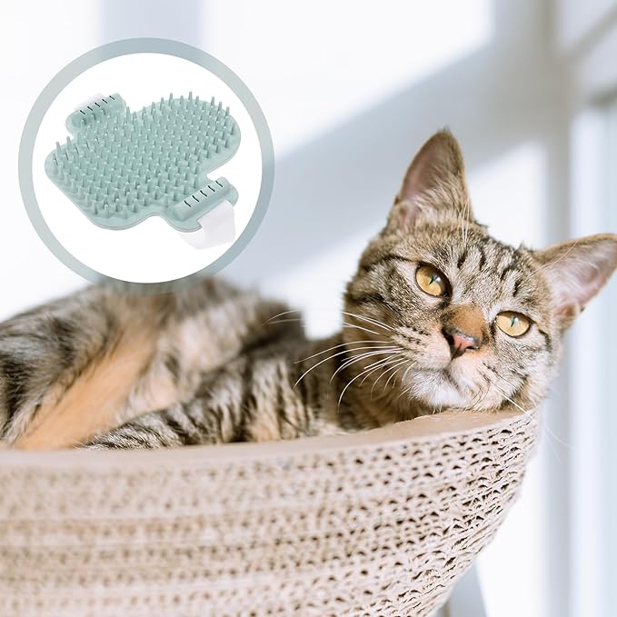 Cat Corner Massage Comb with Rubber Bristles Comfortable Self Grooming Cat Brush for Wall Use Practical Pet Grooming Accessory and Kittens Random Color
