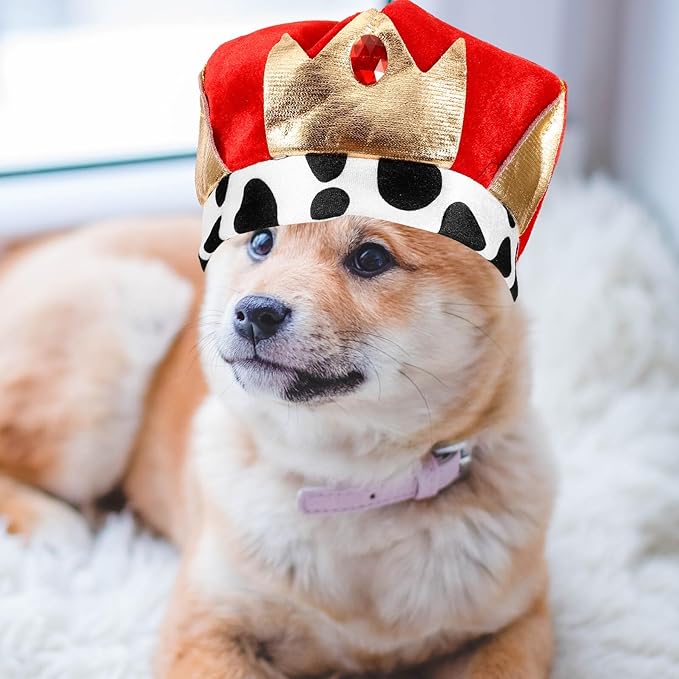 Pet Dog Crown Hat Decorative Cat Crown Party Headwear Birthday Festival Supplies Adjustable One Size
