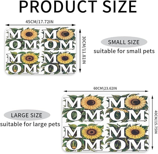 Pet Feeding Mat for Floors Waterproof Dog Mat for Food and Water Happy Mother's Day Floral Gift Mom Ih Absorbent Quick Dry Non Slip Mats Cat Bowls 18X12In