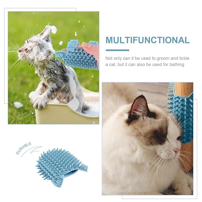 Healifty Cat Self Grooming Brush Silicone Massage Comb Corner Wall Mountable Pet Grooming Tool for Indoor Cats Light Green Size S