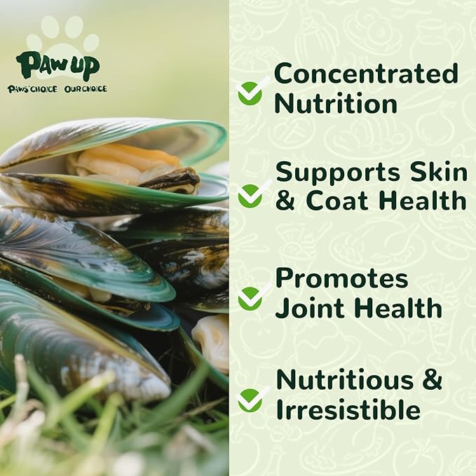 PAWUP Freeze Dried Green Lipped Mussels Dog Treats – Raw Single Ingredient Snacks for Joint & Hip Health, Rich in Omega-3, Grain Free, 3.5 oz