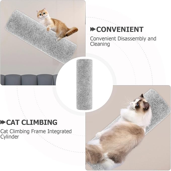 Beaupretty Reusable Cat Scratching Post Adhesive Base, Wear-Resistant Indoor Kitten Scratcher, 9x30cm Light Gray DIY Self-Adhesive Cat Climbing Tube for Home Use