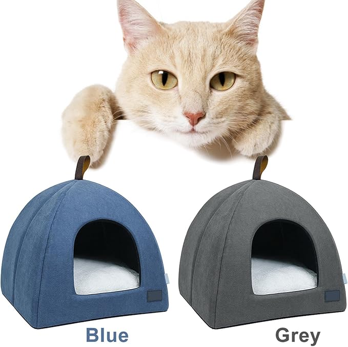 Zerone Pet Tent, Foldable Cat Bed Breathable Cat House Indoor Pet Tent Dog Bed with Mat (S)