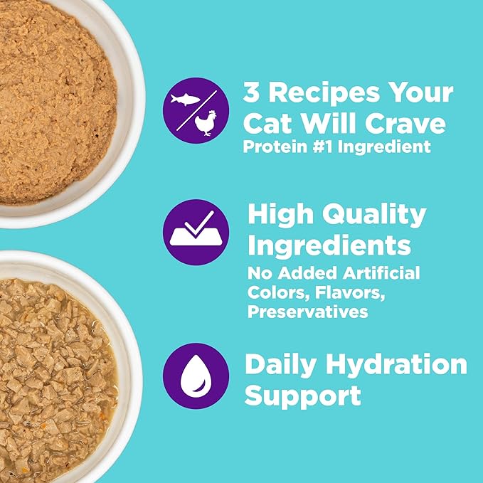 Wellness Complete Health Purrfect Duos, Adult Wet Cat Food, Natural, Protein-Rich, Grain-Free, 2.64 Ounce, 12 Pack, (Pate & Gravy Variety Pack)