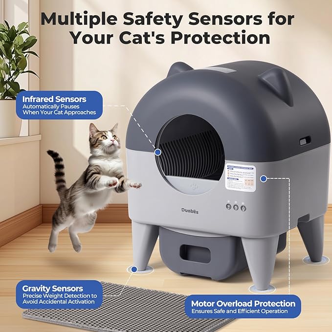 Self Cleaning Litter Box Automatic: Extra Large Self-Cleaning for Multiple Cats - APP-Controlled with Smart Sensors - Odor-Free - Safety Protection - Low Noise with Anti-Track Litter Mat