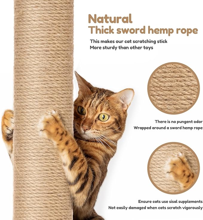 4 PCS Cat Scratching Post Replacement, 15.7 Inches Cat Tree Replacement Post, Natural Sisal Rope Cats Pole for Indoor, Cats Furniture Accessories for Kitten Tree Tower