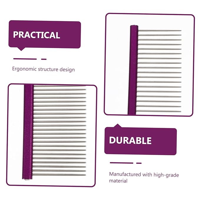 Daily Use Pet Grooming Comb Wear-resistant Dog Hair Comb Ergonomic Design Lightweight and Portable Pet Supply for Cats and Dogs Purple