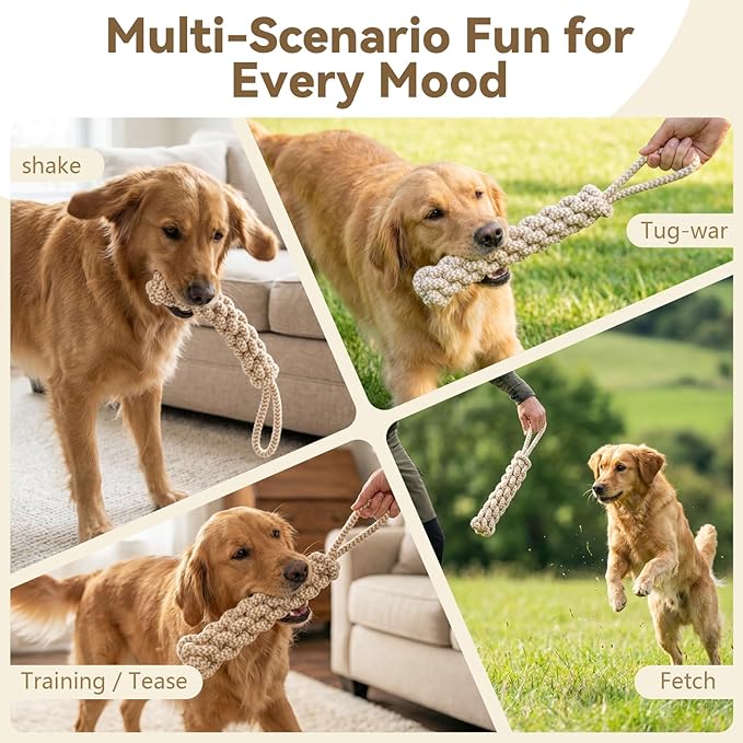 Dog Chew Toys for Aggressive Chewers, Rope Toys for Large Dogs with Dental Benefits, Durable Training Chew Rope, L Size