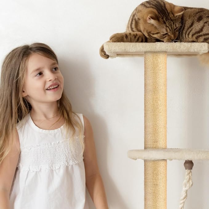 4 Pcs M8 Cat Scratching Post Replacement 11.8x3.5'' Sisal Pole Cat Tree Climbing Post Replacement with Screw, Refill Scratcher Pole for Indoor Kitten Tree Tower Spare Pet Furniture Protector