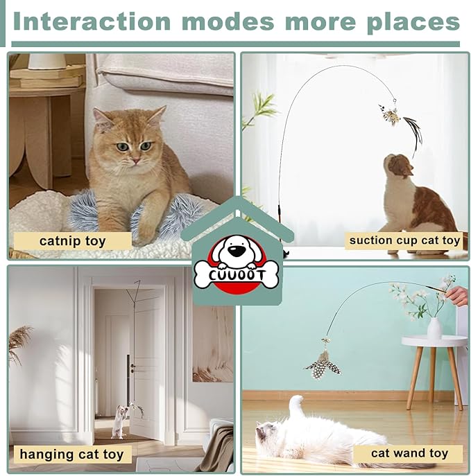 7-in-1 Interactive Cat Toys for Indoor Cats with Adhesive Suction Cup, Hanging Cat Toys, Silvervine Stick and Chew Rope Cat Teething Toys Catnip Toys for Bored Cat & Kitten