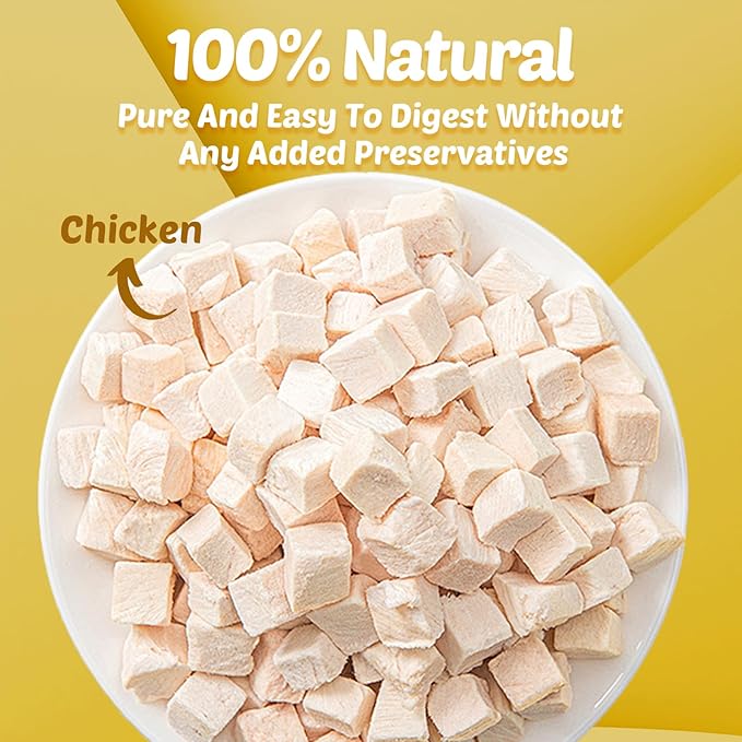 Freeze Dried Chicken Cube Cat & Dog Treats 200g (7oz)– Grain-Free, Healthy, High Protein Training Food – Also Great for Small Animals Aquatic Turtle Food