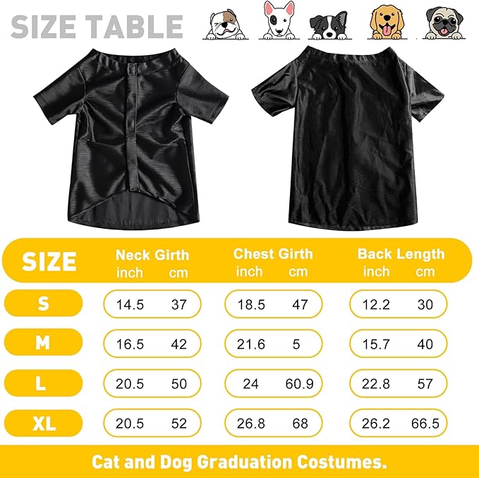 Dog Graduation Cap and Gown Set 2026 - Adjustable Washable Pet Cosplay Costume for Small Medium Large Dogs, Graduation Gift Supplies with Cap Robe Tassel,Dog Graduation Outfits Gifts (Black, Small)