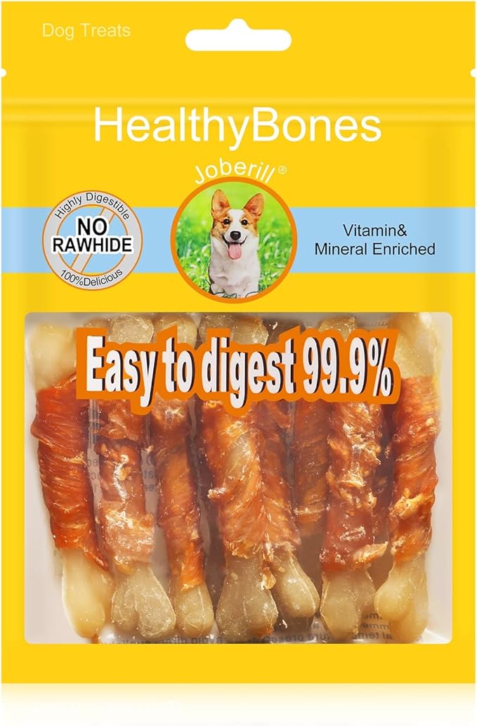 UrbanX HealthyBones Rawhide Free Healthy Foods for Shepsky and Other Large Mixed Breed Dogs, Chicken Wrapped Sticks Dog Foods, Soft Chewy Foods for Training Rewards, 14 Count