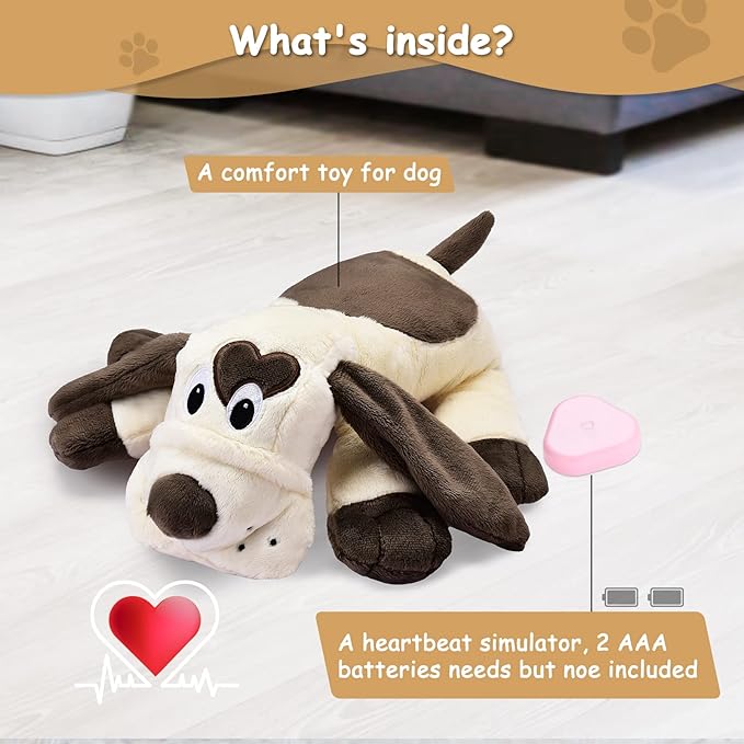 Puppy Toy with Heartbeat Dog Training Toy for Separation Anxiety Claming Behavioral Aid, Heartbeat Toy Plush Toys for Dogs Cats Pets Puppy Starter Kit