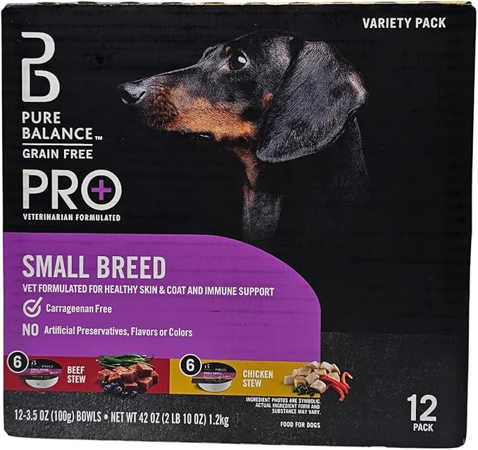 Pure Balance Pro+ Small Breed Beef and Chicken Stew Wet Dog Food, 12 Count