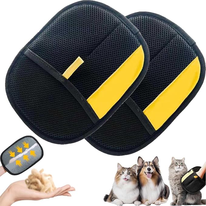 Pet Hair Removal Glove for Cats & Dogs, The Magic Brush Pet Hair Remover, Reusable Electrostatic Pet Hair Remover Glove, Bye Bye Pet Hair Drama, for Laundry, Couch, Carpet, Car Seat(2set)