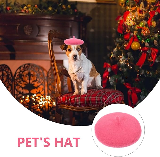 UPKOCH Pet Beret Hat for Dogs and Cats, Small Rose Party Headwear, Cute Puppy and Kitten Photo Costume Accessory for Pet Supplies