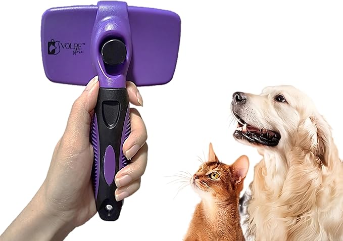 Volpe Cat Brush, Dog Brush, Cat Brushes for Indoor Cats, Easy to Clean, Dog Brush for Shedding, Dog Hair Remover, Deshedding Fur Removal,Purple