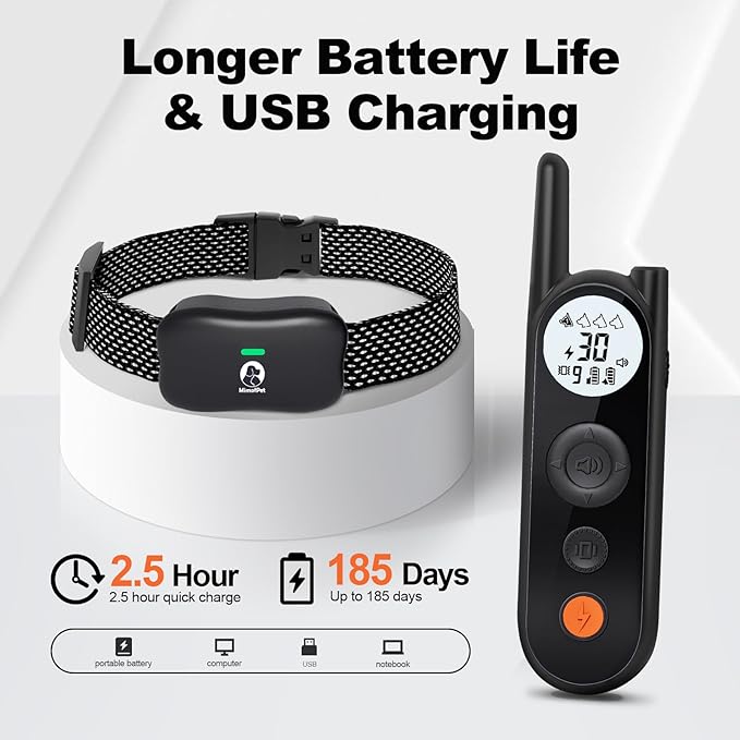 MIMOFPET Wireless Dog Fence System for 2 Dogs - Up to 3500ft Adjustable Electric Fence,Waterproof Training Collar Rechargeable,Pet Containment System for Large Medium Dogs