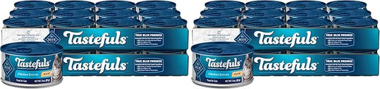 Blue Buffalo Tastefuls Natural Pate Wet Cat Food,Chicken Entrée 3-oz cans,(Pack of 48)