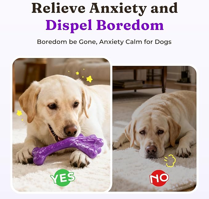 Dog Toys for Aggressive Chewers - 2 Pack Beef Bacon Flavor Tough Dogs Chew Toys, Indestructible Toy for Medium Large Dogs Gift