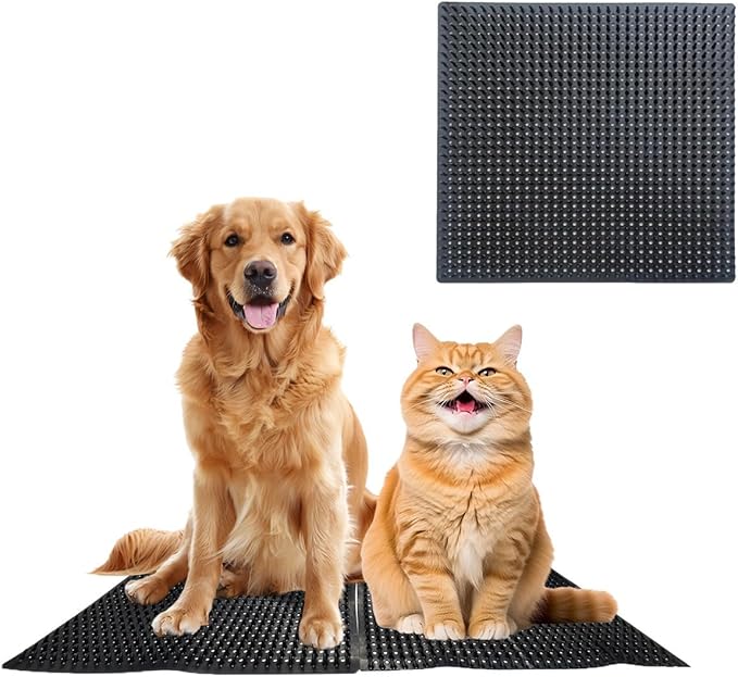2 PCS Dog Scratching Post Pad, Soft Touch Itch Relief Pad for Horse Cow Goat Sheep, PVC Dog Back Scratcher, Massage Bed Massage Brush for Wooden Stake Wall Sofa Ground 11.8 x 11.8 Inch