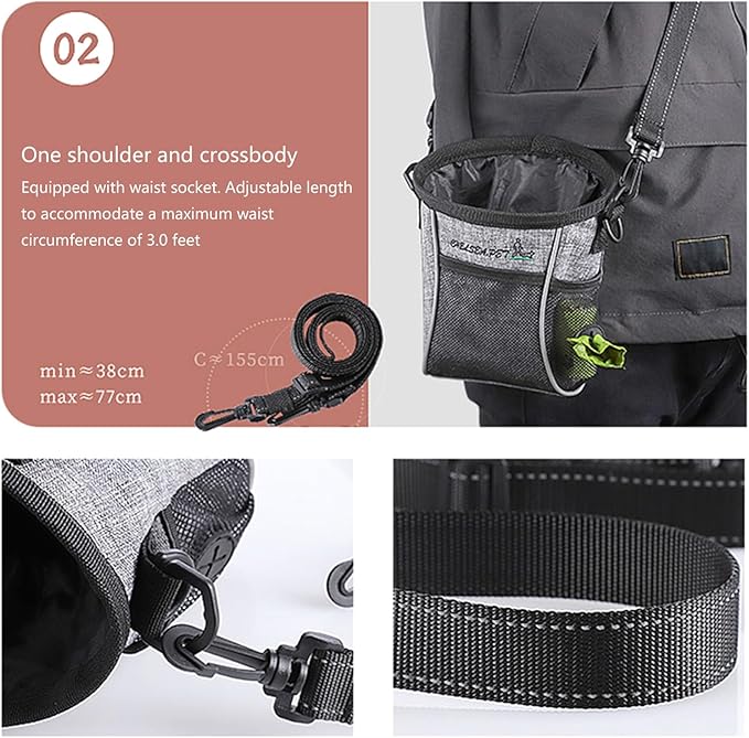 Peiiwdc Dogs Treat Pouches for Walking with PoopBagHolder Dog Training Waist Bag Pet Treat Outdoor Pet Supplies Dog Training