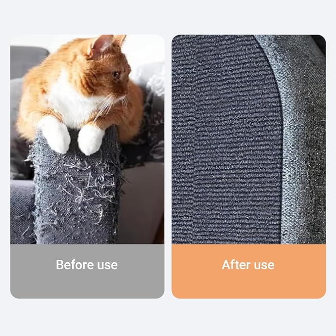 Cat Scratching Mat, Couch Cat Scratch Protector 78.7"x15.8", Cat Scratcher Self-Adhesive Carpet for Furniture Protection, Cat Scratch Post Replacement, DIY Cat Tree Climbing Shelves (Light Gray)