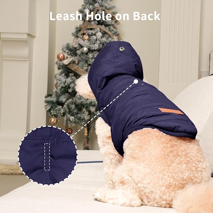 Fleece Lining Extra Warm Dog Hoodie in Winter for Large Dogs Jacket Pet Coats with Hooded,Blue XL