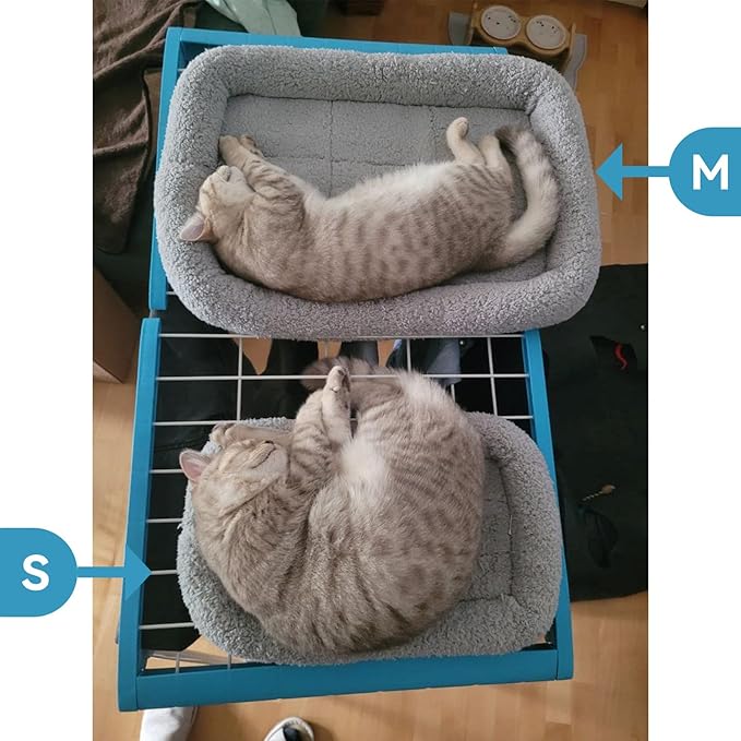 PETLESO Small Cat Bed Mat, 22" x 16" Plush Cushion with Surrounding Pillow for Small to Meidum Dogs Cats Sleeping, Indoor Pet Beds Furniture Carrier Crate Anti Skid Pad, Washable, Medium