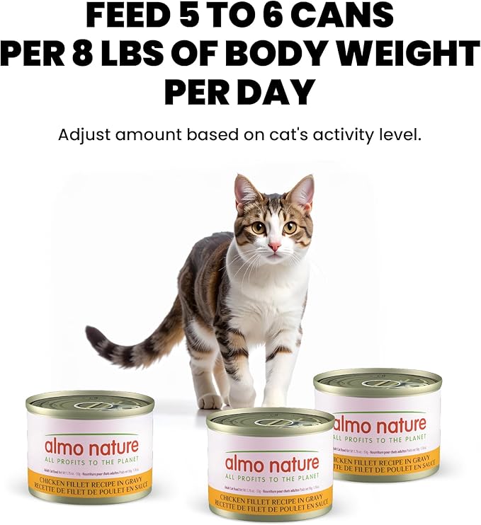 almo nature Supportive Formulas Skin & Coat Support Formula HQS Shredded Chicken Fillet in Gravy Wet Cat Food, 1.77-oz can, case of 6 (Pack of 4)