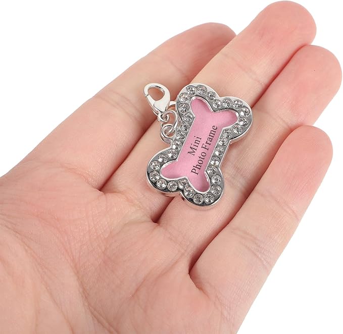 VOSAREA 2pcs Cute Pet Dog Id Tags Bone-Shaped with Pet Information Decorative Name Tags for Collars Pink Lightweight Supplies for Puppies and Cats