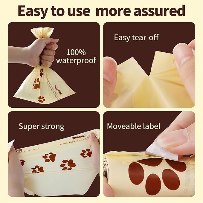 HEEPDD Dog Waste Bags, 18 Rolls Scented Poop Bag with Dispenser and Clip, Thick Leak Proof Cleanup Bags for Pet Dog Cat, Outdoor Walking Travel Supplies (Milk Scent)