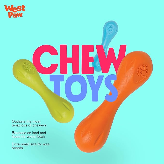 WEST PAW Zogoflex Hurley Dog Bone Chew Toy – Floatable Pet Toys for Aggressive Chewers, Catch, Fetch – Bright-Colored Bones for Dogs – Recyclable, Dishwasher-Safe, Non-Toxic, Large 8.25", Ruby Red