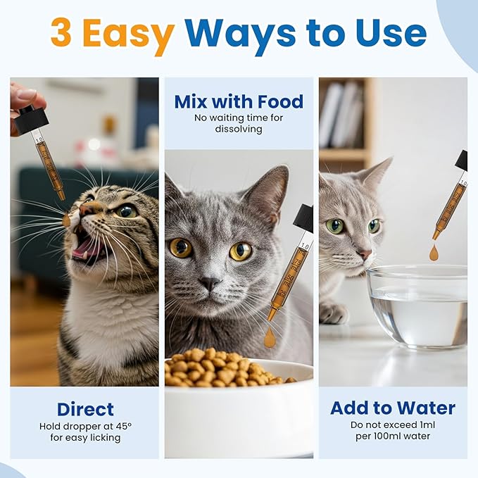 Premium Cat L-Lysine Liquid Drops for Immune Support and Respiratory Health Helps with Sneezing Eye Discharge and Stress Relief with Essential Vitamins and Taurine for Kittens and Adult Cats