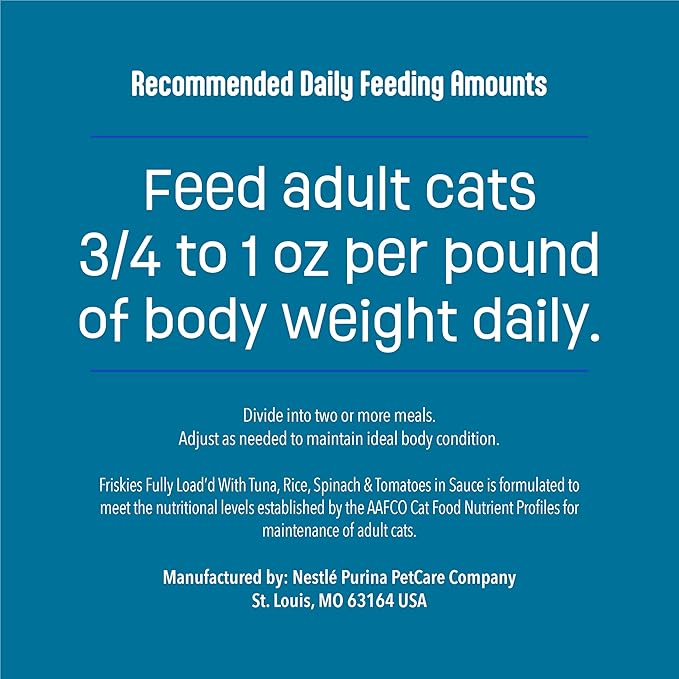 Purina Friskies Fully Load’d Wet Food for Cats with Tuna, Rice, Spinach and Tomatoes in Sauce - 5.5 Ounce (Pack of 24)