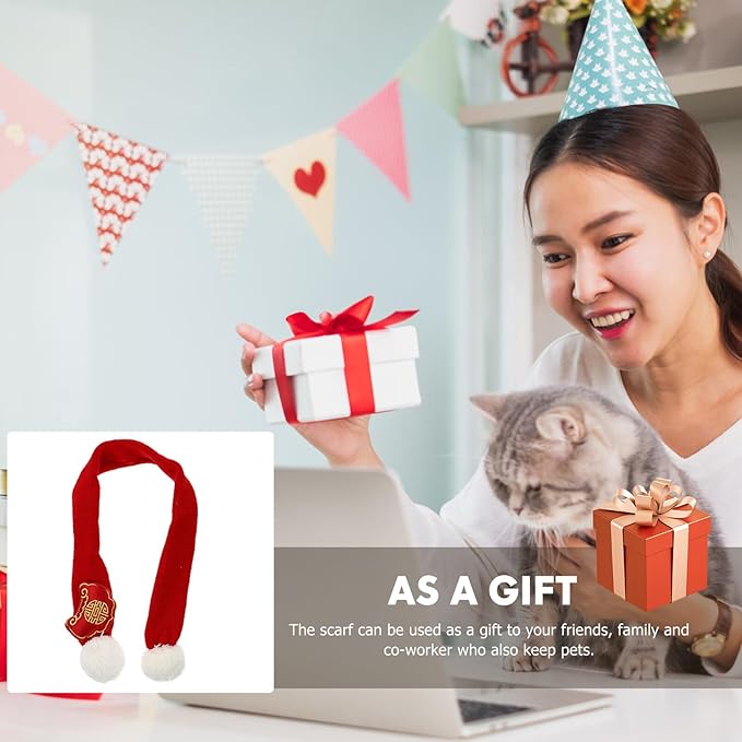 Festive Pet Scarf Cotton New Year Bandana Red M for Dogs and Puppies Chinese Style Holiday Pet Supplies