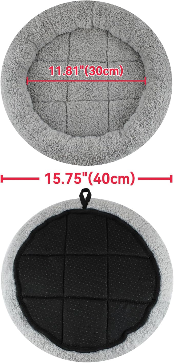 PETLESO Cat Bed Mat for Indoor Cats, 15.75" Round Pad with Pillow Around, Self Warm Pet Bed for Cats Dogs Rabbit Curling Sleep/Nap, Antiskid Bottom, Washable, Medium