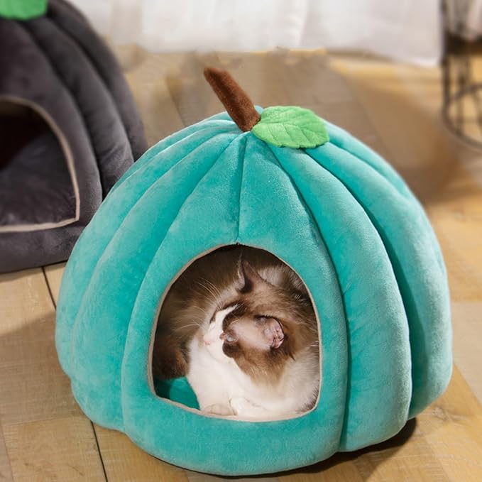 Peiiwdc Detachable Pet Bed Kitten Puppy Dog Cave Cartoon Pumpkin Pet Detachable Cushion Nest Supplies Cave Washable