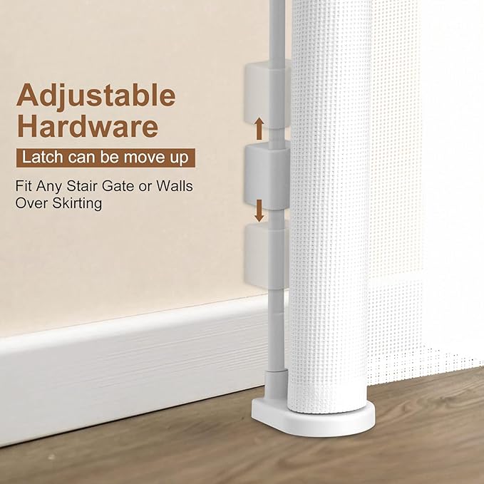 200 inch Retractable Baby Gates 42 inch Tall, Retractable Gate with Reinforced Strip Design to Prevent Crawling Through, 16 FT Outdoor Retractable Gates, Extra Wide Retractable Gate for Garage