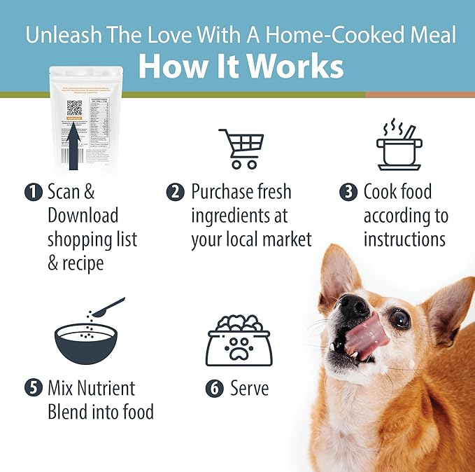 Just Food for Dogs Nutrient Blend, Vitamins and Supplements for Homemade Dog Food, Turkey and Whole Wheat Macacroni, DIY Fresh Pet Meals and Toppers, Human Grade Quality, 4.55oz