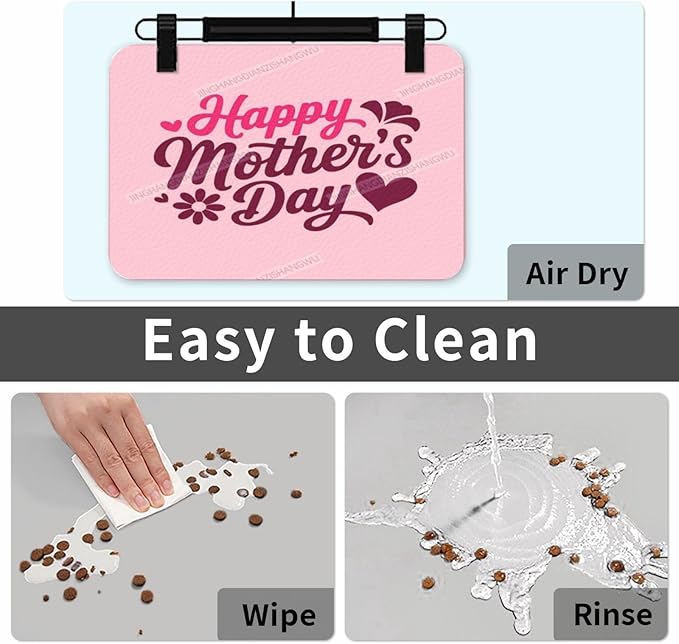 Pet Feeding Mat Happy Mother's Day Floral Gift Mom FA Dog Food Mat for Food Water No Stains Quick Dry Dispenser Cat Bowl Mats for Messy Drinkers 24x16In