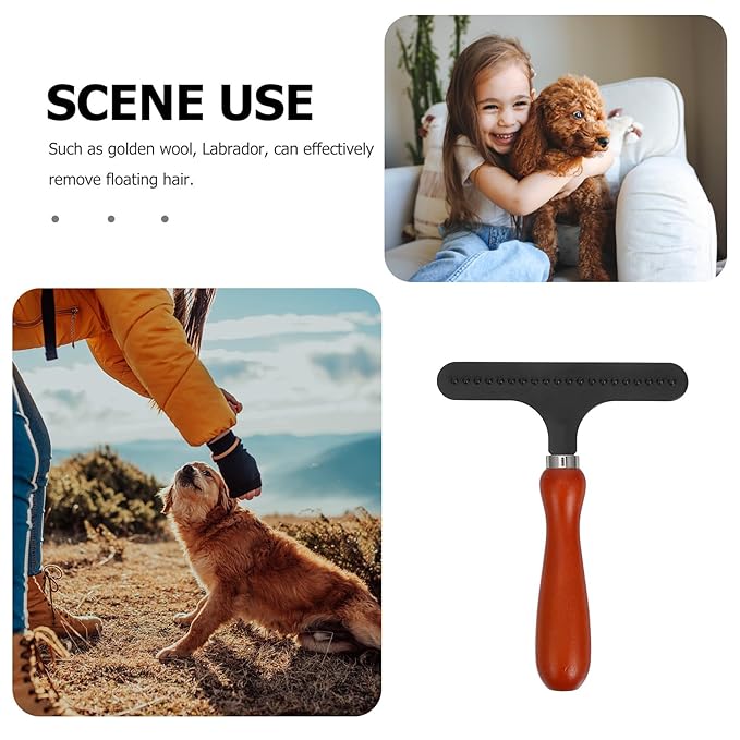 TEHAUX Dog Shedding Brush and Dematting Comb, Undercoat Rake Pet Hair Removal Tool for Large Dogs, Detangling Grooming Comb for Matted Fur and Shedding, Sturdy Grooming Supply