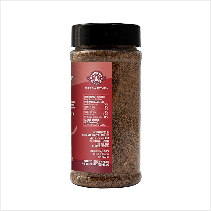 Nature's Logic Beef Crumble Cat & Dog Food Topper - 100% Natural Meal Enhancer - Roasted Beef Lung & Liver - Supports Heart Health with Taurine - No Additives/Preservatives - All Breeds & Life Stages