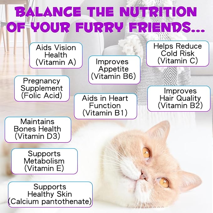Cat Multivitamin Drops - 15 in 1 Vitamin Supplement for Immune Support, Heart, Bones, Joint, Skin & Coat Health, Bacon Flavor Vitamins for Senior Cats & Kittens (2 Pack, for cat)
