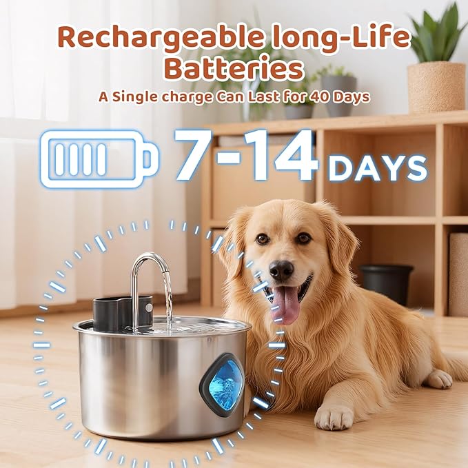 Pet Water Fountain Pump Replacement - Quiet Operation, High Efficiency - Compatible with 2.2L/3L/3.2L/3.5L Stainless Steel Cat & Dog Water Fountains