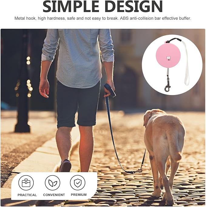 Toyvian Retractable Dog Leash 3 Meters Long Round Pink Multifunctional Rope Leash for Small Dogs Cats and Rabbits Outdoor Walking Pet Supplies Random Color