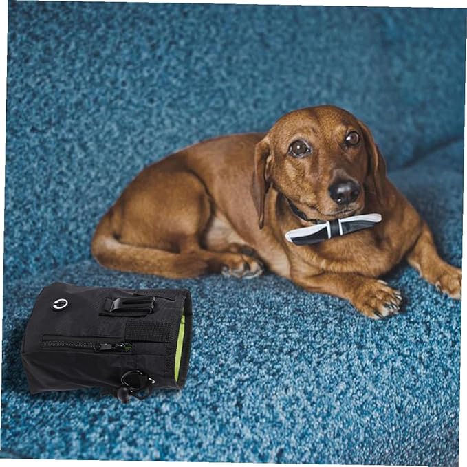 minkissy Dog Treat Training Pouch Portable Snack Bag Black 13x6x18cm Puppy Training Supplies Waist Pack for Outdoor Pet Treat Storage