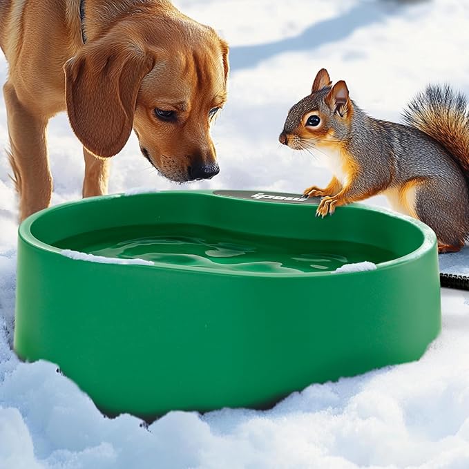 IPOW 3.5L Pet Heated Water Bowl - Keep Water Warm at 77-95℉ for Cats & Dogs, Durable THeated Dog Bowl with Anti-Chew & Waterproof Cord, Perfect for Winter & Outdoor Use